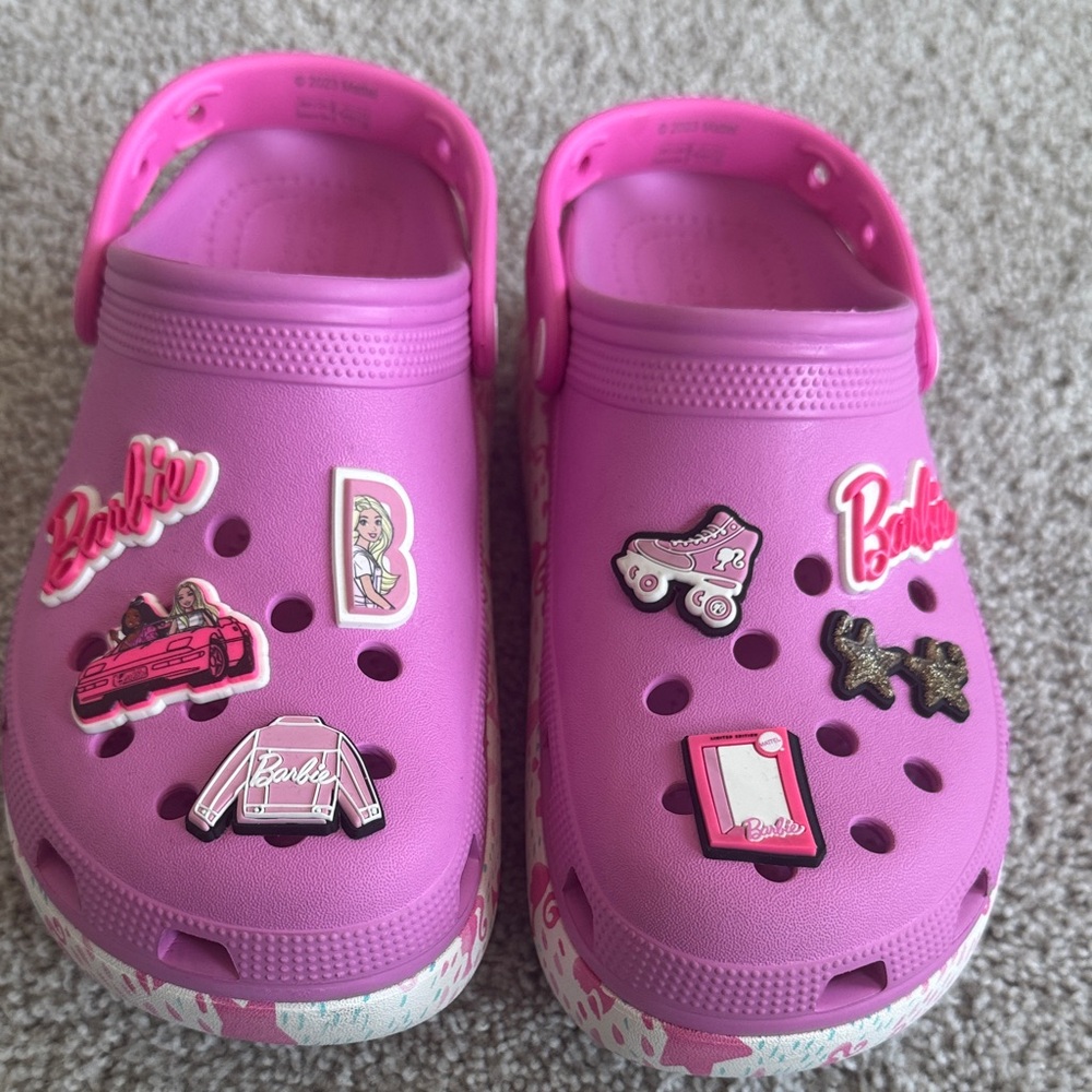 Platform Barbie Pink CROCS Kids with Fun Charms